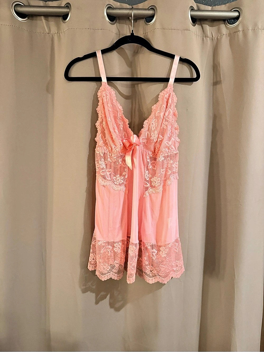 Pink Floral Lace Chemise Nightgown